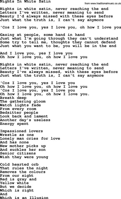 nights in white satin words